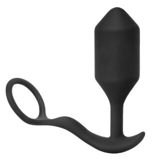 Вибропробка B-Vibe Vibrating Snug & Tug с эрекционным кольцом XL, черный