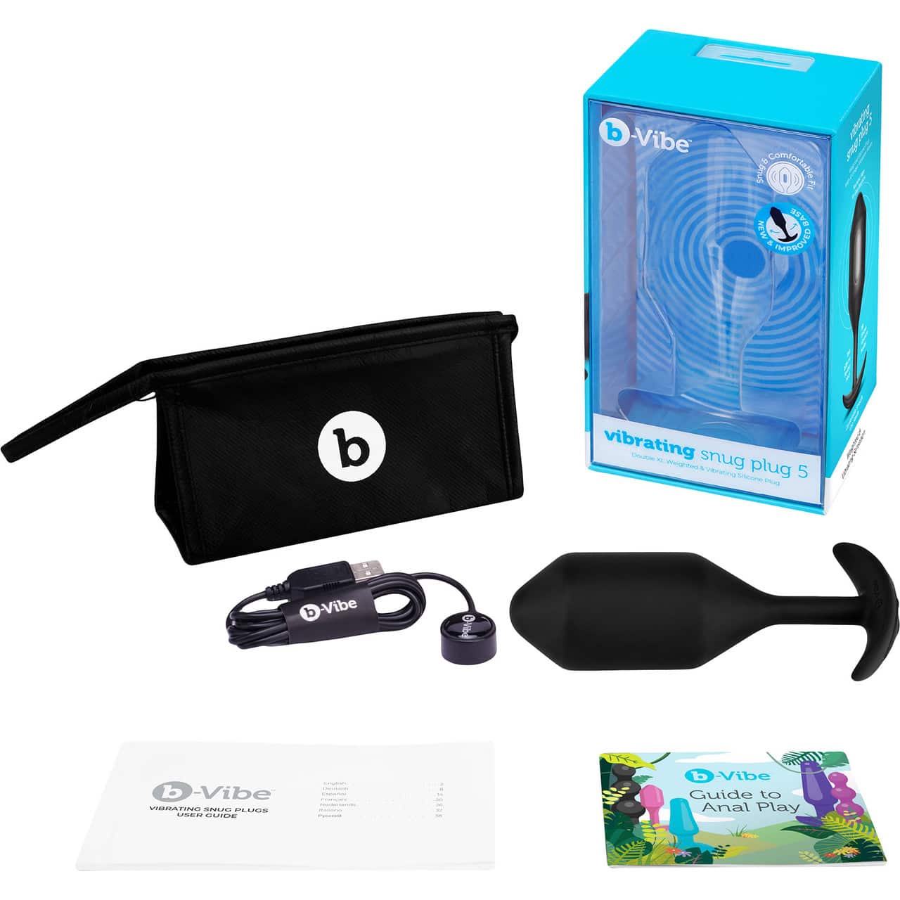 Вибропробка для ношения b-Vibe Vibrating Snug Plug 5, черная