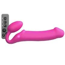 Страпон с вибрацией Strap-on-me 3 мотора XL с пультом ДУ, розовый