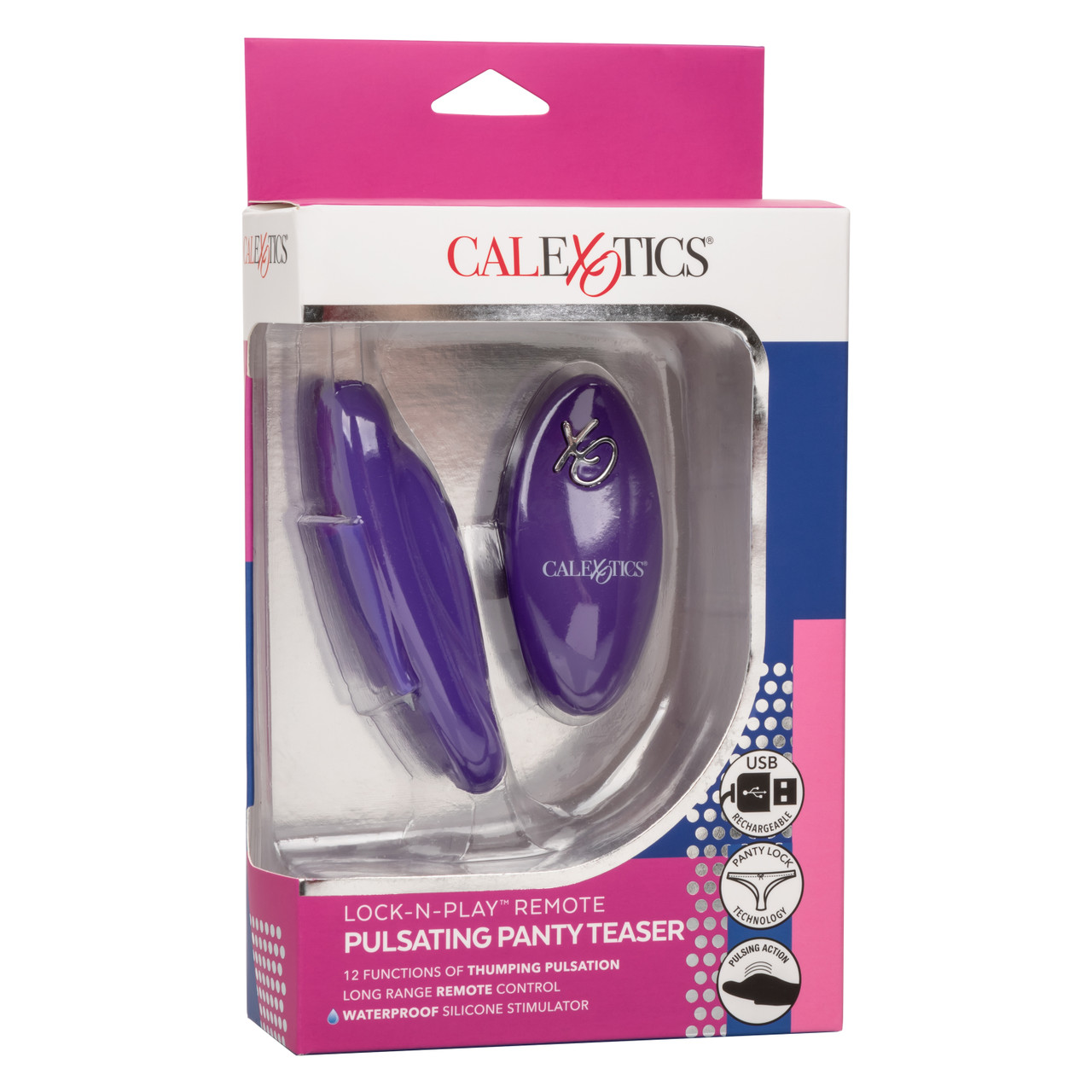Вибровкладка в трусики с осцилляцией CalExotics Lock-N-Play с пультом ДУ, фиолетовая