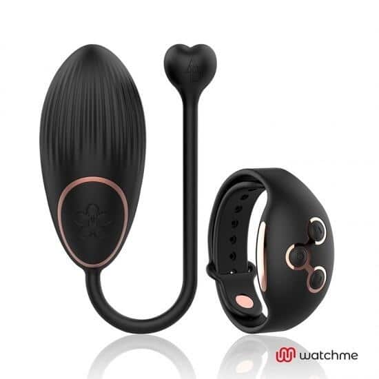 Виброяйцо DreamLove Anne's Desire Egg Watchme с золотистым браслетом ДУ, черный