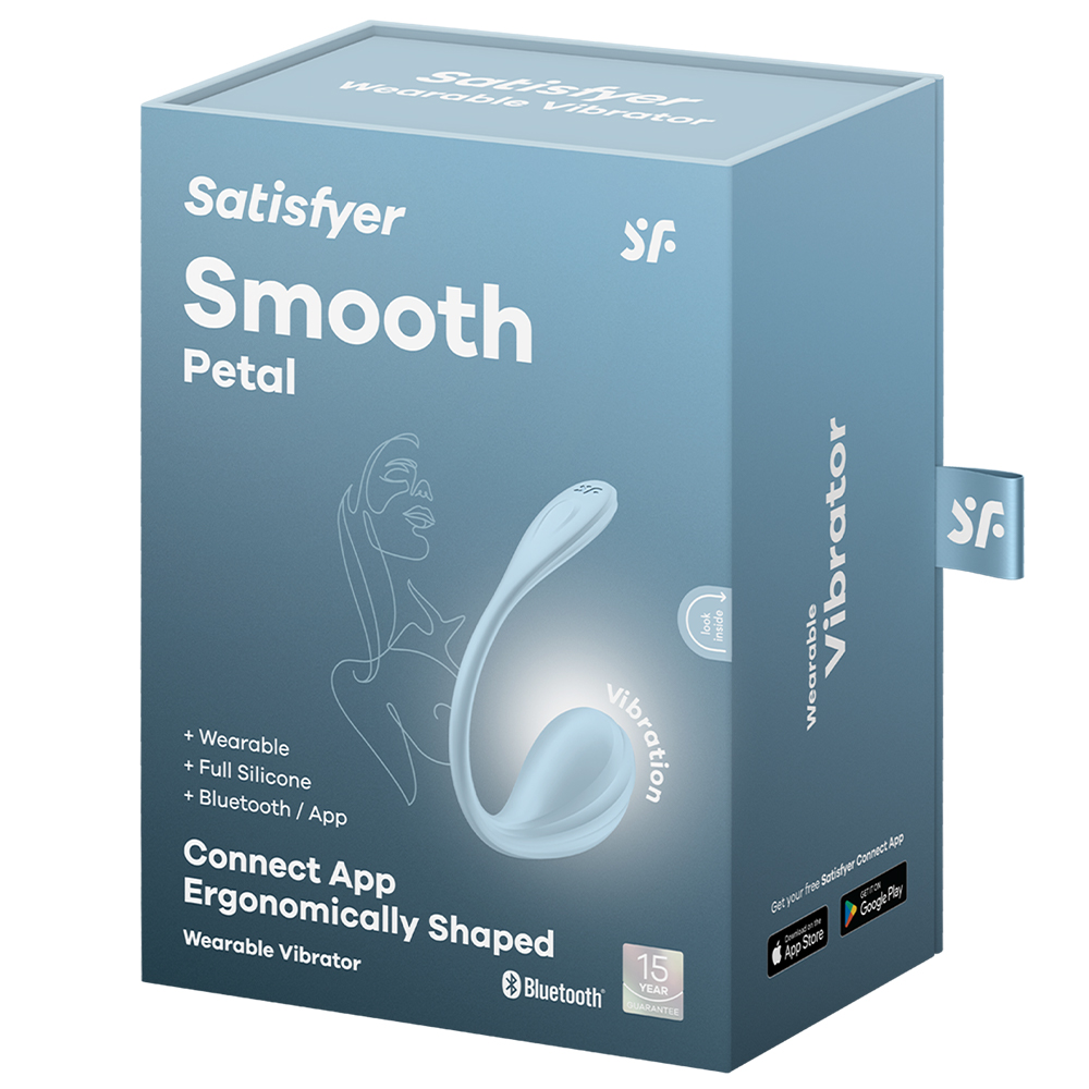 Виброяйцо Satisfyer Smooth Petal, голубое