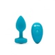 Вибропробка b-Vibe Jewel S/M с пультом ДУ, голубая с голубым кристаллом