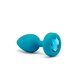 Вибропробка b-Vibe Jewel S/M с пультом ДУ, голубая с голубым кристаллом