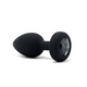 Вибропробка b-Vibe Jewel M/L с пультом ДУ, черная с черным кристаллом