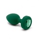Вибропробка b-Vibe Jewel M/L с пультом ДУ, зеленая с зеленым кристаллом