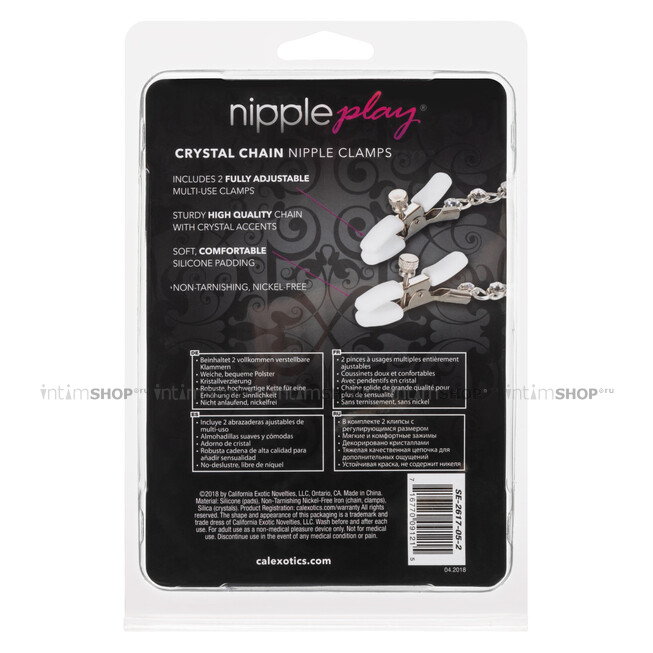 Зажимы на соски с цепочкой Crystal Chain Nipple Clamps, серебристый - фото 5